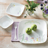 Corelle Asia Square Round Collection Blooms 17 cm Square Round Small Plate  Pack Of 6