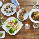 Corelle Asia Square Round Collection Dancing Leaves 17 cm Square Round Small Plate  Pack Of 6