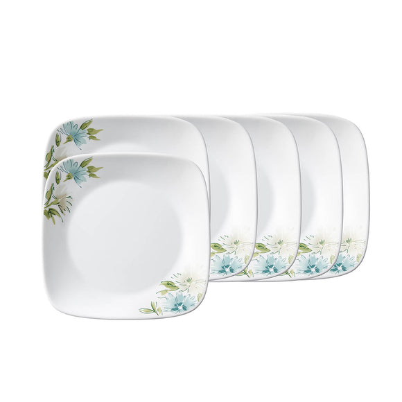 Corelle Asia Square Round Collection Fairy Flora 17 cm Square Round Small Plate  Pack Of 6