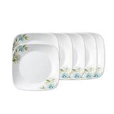 Corelle Asia Square Round Collection Fairy Flora 17 cm Square Round Small Plate  Pack Of 6