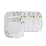 Corelle Asia Square Round Collection Green Breeze 17 cm Square Round Small Plate  Pack Of 6