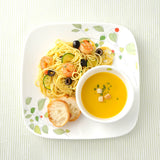 Corelle Asia Square Round Collection Green Breeze 17 cm Square Round Small Plate  Pack Of 6