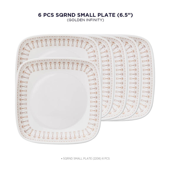 Corelle Asia Square Round Golden Infinity 6 Pcs Small Plate
