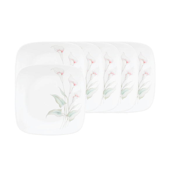 Corelle Asia Square Round Collection Lilyville 17 cm Square Round Small Plate Pack Of 6