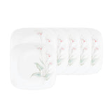 Corelle Asia Square Round Collection Lilyville 17 cm Square Round Small Plate Pack Of 6