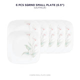 Corelle Asia Square Round Collection Lilyville 17 cm Square Round Small Plate Pack Of 6