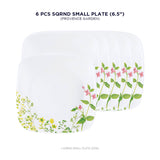 Corelle Asia Square Round Collection Provence Garden 17 cm Square Round Small Plate  Pack Of 6