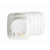 Corelle Asia Square Round Collection Blooms 22.9 cm Square Round Medium Plate Pack Of 6