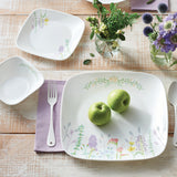 Corelle Asia Square Round Collection Blooms 22.9 cm Square Round Medium Plate Pack Of 6