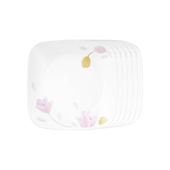 Corelle Elegant City Glass Square Medium Plate Pack of 6, 22CM, Multicolor