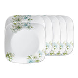 Corelle Asia Square Round Collection Fairy Flora 22.9 cm Square Round Medium Plate Pack Of 6