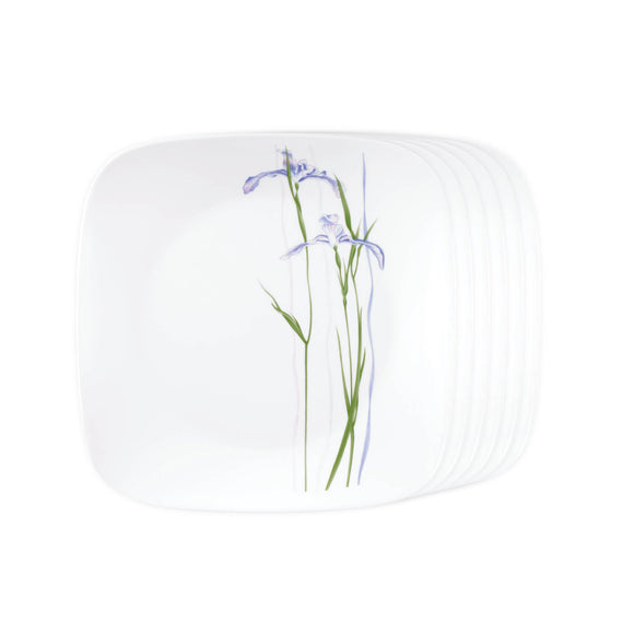 Corelle Square Asia Collection Shadow Iris Square Round Dinner Plate - Pack of 6