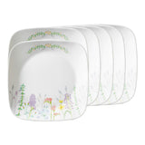 Corelle Asia Square Round Collection Blooms 26.7 cm Square Round Dinner Plate  Pack Of 6