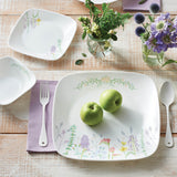 Corelle Asia Square Round Collection Blooms 26.7 cm Square Round Dinner Plate  Pack Of 6
