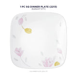 CORELLE Elegant City Glass Square Dinner Plate 26.7 cm, Lightweight & Durable, Made of Vitrelle Glass, Microwave & Dishwasher Safe, Elegant Crockery for Dining & Gifting - Set of 6