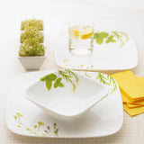 Corelle Asia Square Round Collection European Herbs 26.7 cm Square Round Dinner Plate  Pack Of 6