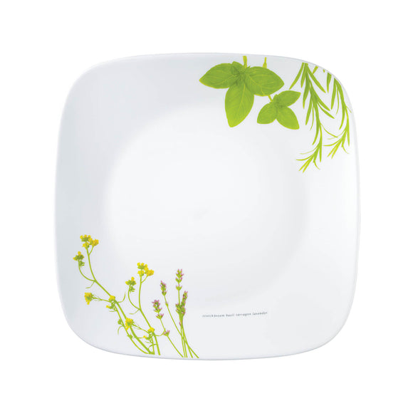 Corelle Asia Square Round Collection European Herbs 26.7 cm Square Round Dinner Plate  Pack Of 6