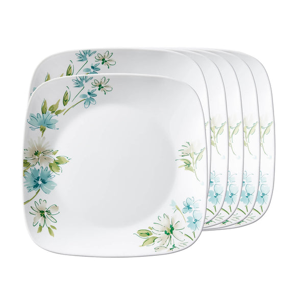 Corelle Asia Square Round Collection Fairy Flora 26.7 cm Square Round Dinner Plate  Pack Of 6