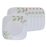 Corelle Asia Square Round Collection Green Breeze 26.7 cm Square Round Dinner Plate  Pack Of 6