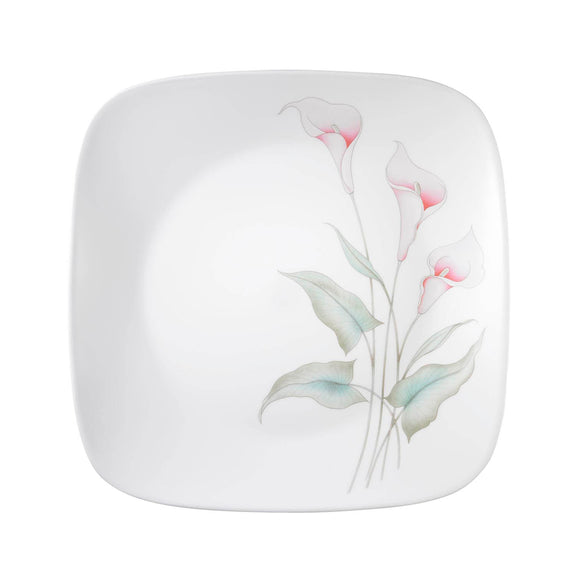 Corelle Lilyville Glass Square Dinner Plate Pack of 6, 26.7CM, Multicolor