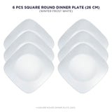 Corelle Square Round Winter Frost White 6Pcs Dinner Plate