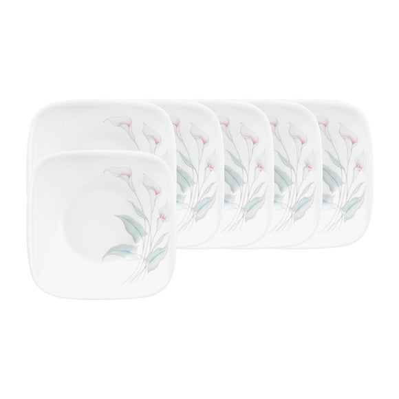 Corelle Asia Collection Lilyville Square Round Vegetable / Dessert Bowl - Pack of 6