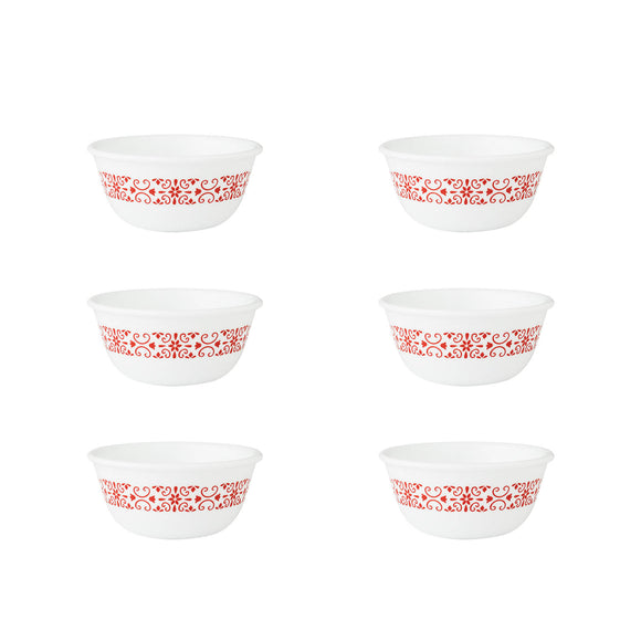 Corelle Livingware Red Trellis 177 ml Katori - Pack of 6