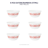 Corelle Livingware Red Trellis 177 ml Katori - Pack of 6