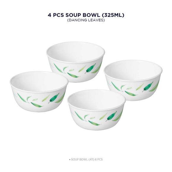 Corelle Asia Collection Dancing Leaves 325 ml Soup Bowl Pack Of 4