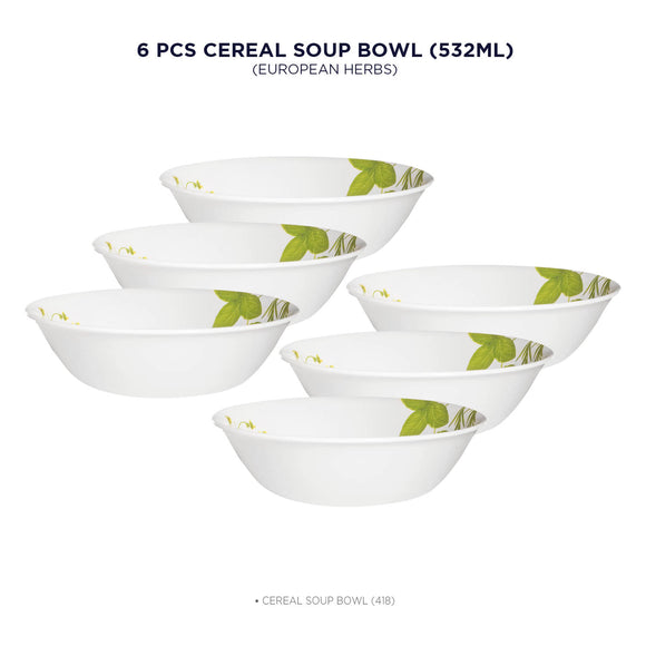 Corelle Corelle Asia Collection European Herbs 532 ml Soup Bowl Pack Of 6