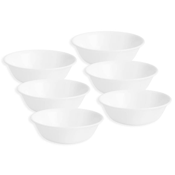CORELLE Winter Frost Glass Cereal Soup Bowl (White , 500ml) -Pack of 6