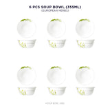 Corelle Asia Round European Herbs 6 Pcs Soup Bowl (355ml)