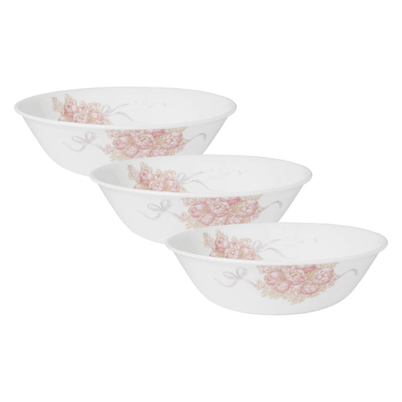 CORELLE Asia Collection Gold Series Peony Bouquet 950 ml Serving Bowl Pack of 3