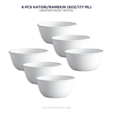 Corelle Livingware Winter Frost White 177ml Katori - Pack of 6