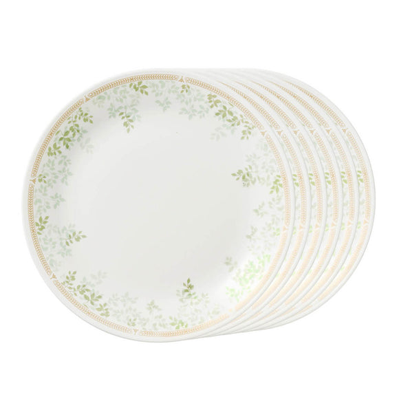 Corelle Asia Collection Gold Series Mint Leaves 26 cm Dinner Plate Pack of 6