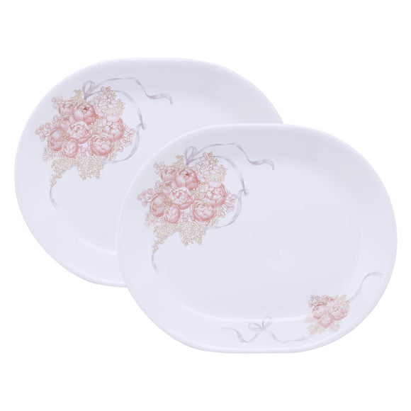 Corelle Asia Collection Gold Series Peony Bouquet 31 cm Oval Serving Platter Pack of 2