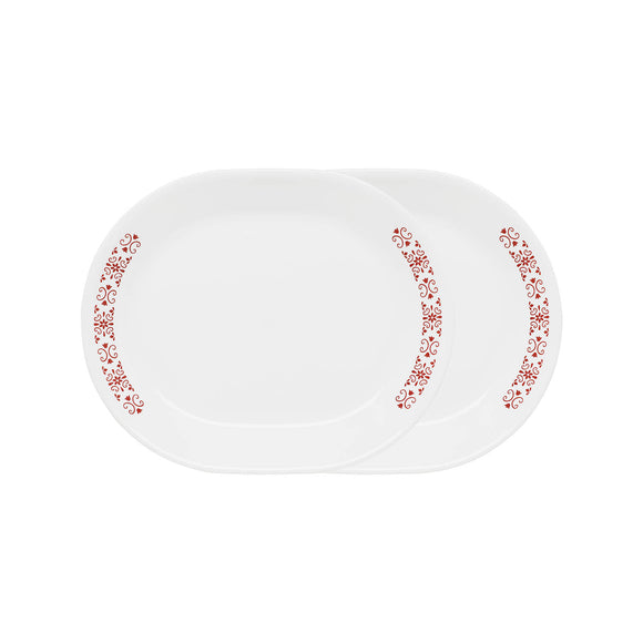 Corelle Livingware Red Trellis 26.5 X 32.5cm Oval Serving Platter - Pack of 2