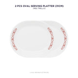 Corelle Livingware Red Trellis 26.5 X 32.5cm Oval Serving Platter - Pack of 2