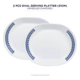 Corelle Livingware Wheeler Diamond 31cm Oval Serving Platter Pack of 2