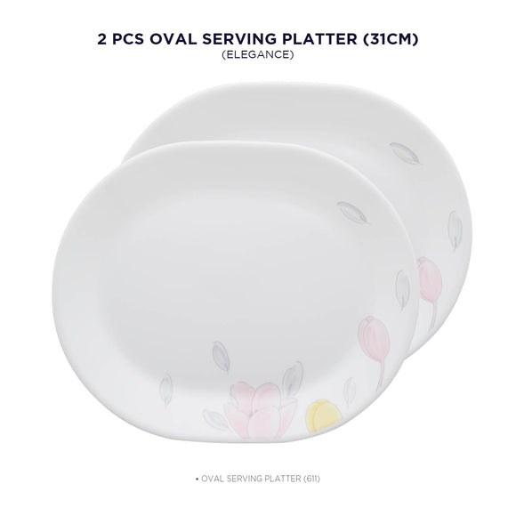 Corelle Livingware Plus Elegance 31cm Oval Serving Platter - Pack of 2