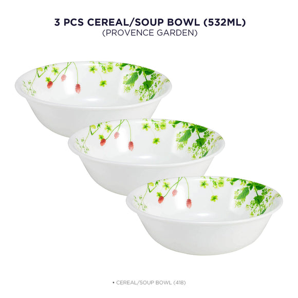 Corelle Asia Collection Provence Garden 532ml Soup / Cereal Bowl - Pack of 3