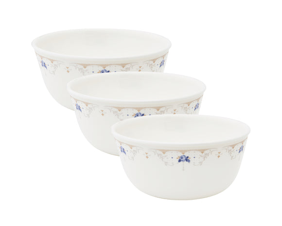 Corelle Asia Collection Gold Series Blooming Blue 828ml Curry Bowl Pack of 3