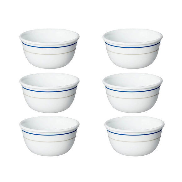CORELLE Glass Soup Bowl Livingware Double Ring 325 ml Soup Bowl Pack of 6 (Pack of 6, White)