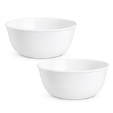 CORELLE WINTER FROST WHITE 828 ML Bowl Pack of 2| For serving Soup/Curry/Dessert/Pasta/Rice/Dal/Fruits/Salad/ Noodles/Maggi |Vitrelle Triple Layer Glass| Lightweight |1-year warranty on chips, breaks & scratches