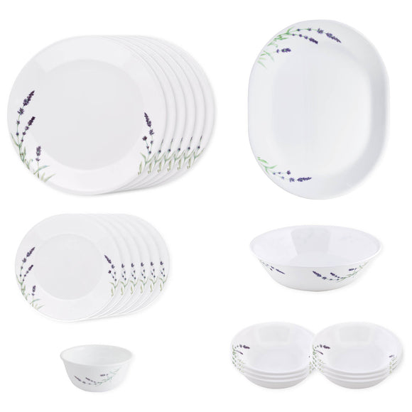 Corelle 21 Pc Square Round Dinner Set - Lavender Garden
