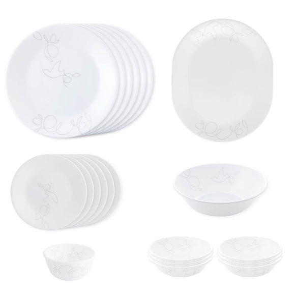 Corelle 21 Pcs Dinner Set Morning Breeze Microwave & Dishwasher Safe