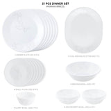 Corelle 21 Pcs Dinner Set Morning Breeze Microwave & Dishwasher Safe