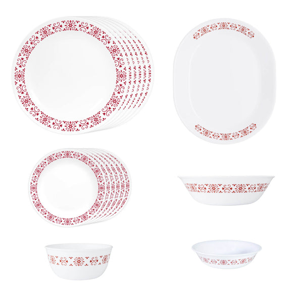 Corelle Livingware Red Trellis 21 Pcs Dinner Set