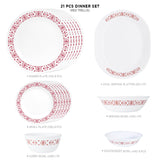 Corelle Livingware Red Trellis 21 Pcs Dinner Set