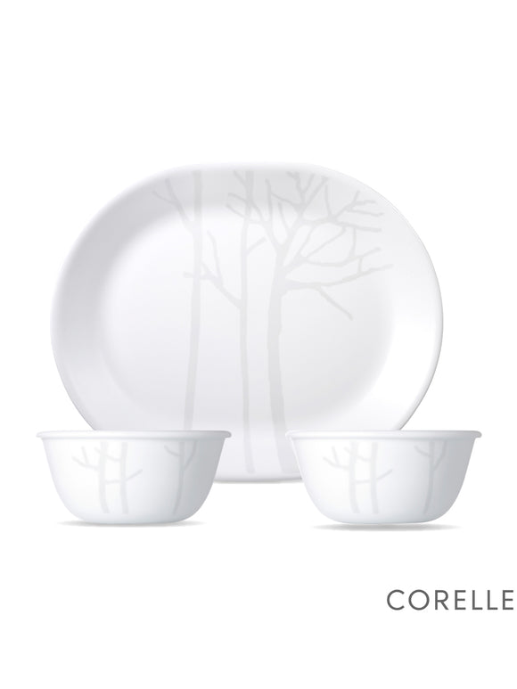 Corelle Asia Collection Gold Series Frost Oval Serving Platter (1Pc) & 177ml Katori (2Pcs) Pack of 3